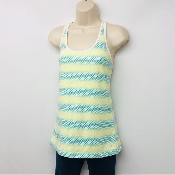 Gap Fit Racerback Activewear Tank Top yellow blue green white stripe - Picture 15 of 16